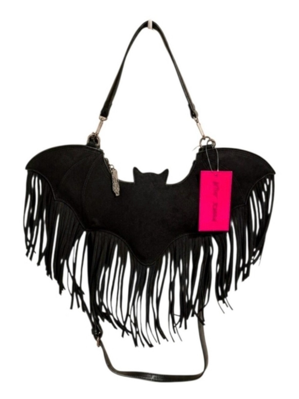 Betsey Johnson Viral Black Bat Fringe Shoulder Bag- Gorgeous Purse!